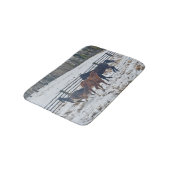 Pinto- en kwartspaarden in wintersneeuw badmat (Gekanteld)