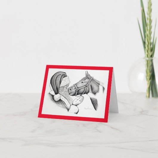 Pinto Horse en Santa Claus Bedankkaart (Voorkant)