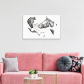 Pinto Horse en Santa Claus Canvas Afdruk (Insitu (Woonkamer))