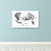 Pinto Horse en Santa Claus Canvas Afdruk (Insitu (Houten vloer))