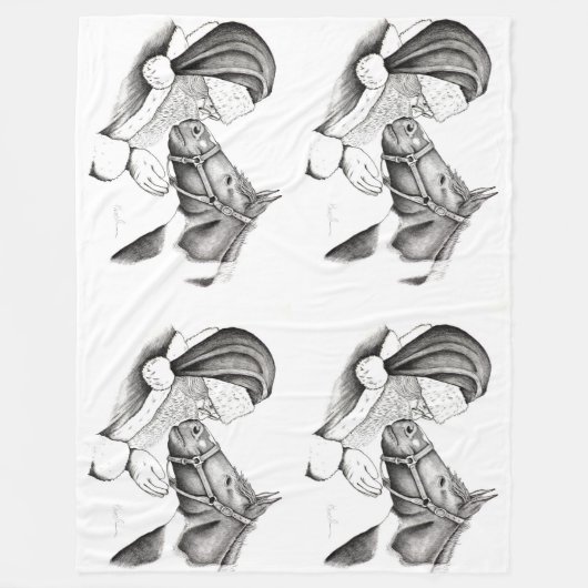 Pinto Horse en Santa Claus Fleece Deken (Voorkant)