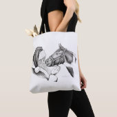Pinto Horse en Santa Claus Tote Bag (Dichtbij)