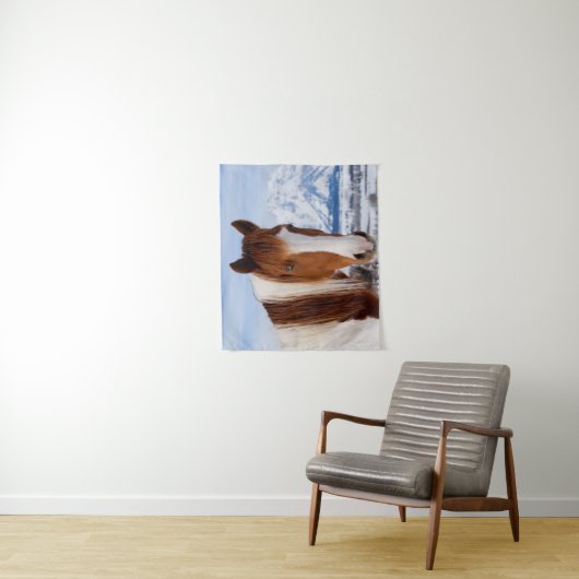 Pinto Horse Mount Moran in Winter Wandkleed (In situ)