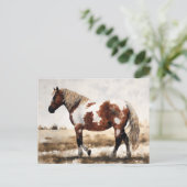 Pinto Mustang Paardenschilderij Briefkaart (Staand voorkant)