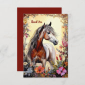 Pinto paard en bloemen bedankkaart (Voorkant / Achterkant)