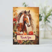 Pinto paard en bloemen bedankkaart (Staand voorkant)