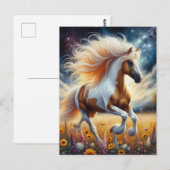 Pinto Paard in Bloemenweide Briefkaart (Voorkant / Achterkant)