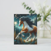 Pinto Paard in Magisch Nachtbos Briefkaart (Staand voorkant)