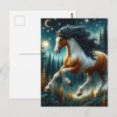 Pinto Paard in Magisch Nachtbos Briefkaart (Voorkant / Achterkant)