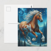 Pinto Paard in Van Gogh Sterrennacht Bos Briefkaart (Voorkant / Achterkant)
