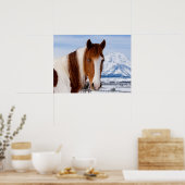 Pinto paard Mount Moran in de winter Poster (Keuken)