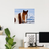 Pinto paard Mount Moran in de winter Poster (Thuiskantoor)