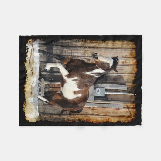 Pinto Paard op de vlucht Fleece Deken (Voorkant (Horizontaal))