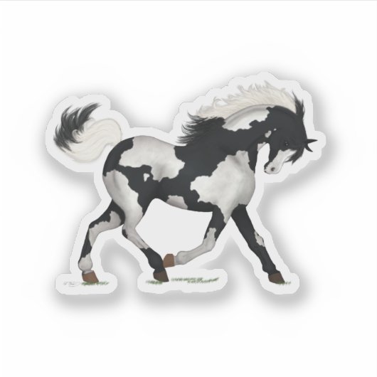 PInto Paardenverf Pony Piebald Overo Ruitersport Sticker (Voorkant)