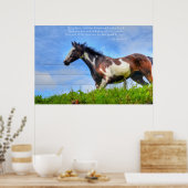 Pinto Paint & Clouds Ranch Horse w Poem Foto Poster (Keuken)
