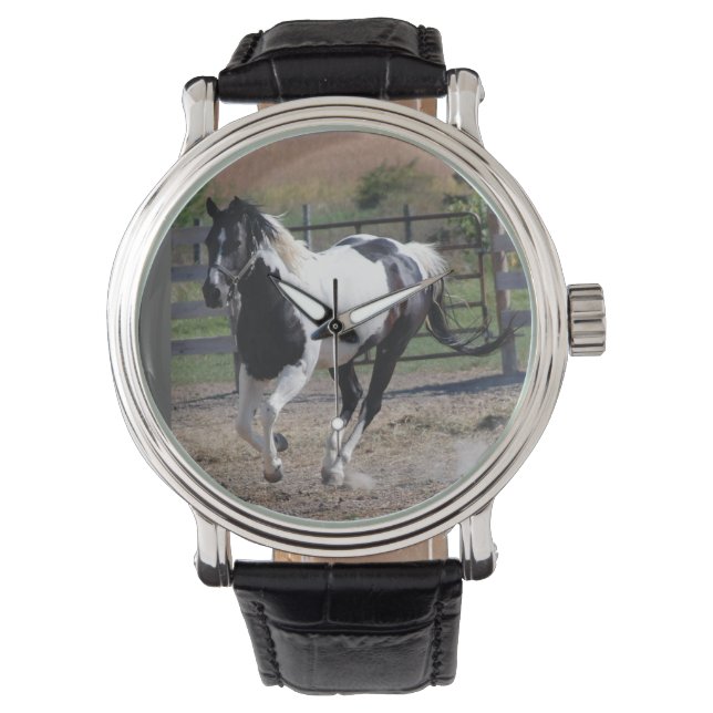 Pinto Paint Horse Horloge (Voorkant)