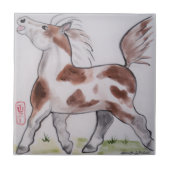 Pinto Paint Pony Brown White Horse Animal Art Tegeltje (Voorkant)