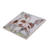 Pinto Paint Pony Brown White Horse Animal Art Tegeltje (Zijkant)