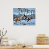 Pinto Paint Stallions, Snow & Rumi Quote Poster (Keuken)