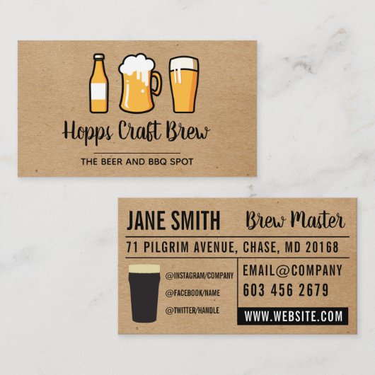 Pints of Bier Visitekaartje (Voorkant / Achterkant)