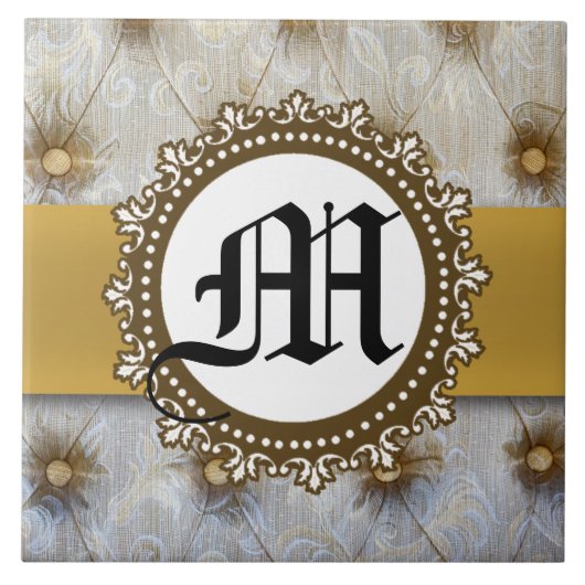  Pintuck Fabric Monogram Display Tegel Tegeltje (Voorkant)