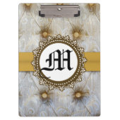 Pintuck Fabric Monogram Initiaal Clip Board Klembord (Voorkant)