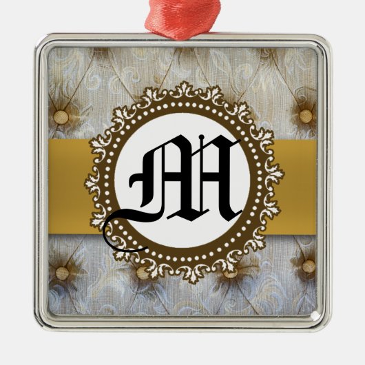 Pintuck Fabric Monogram Initiaal Ornament (Voorkant)