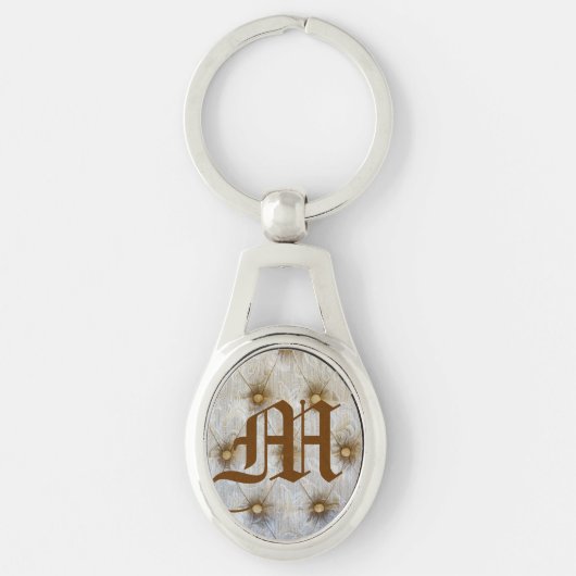 Pintuck Fabric Monogram Initiaal Sleutelhanger (Voorkant)