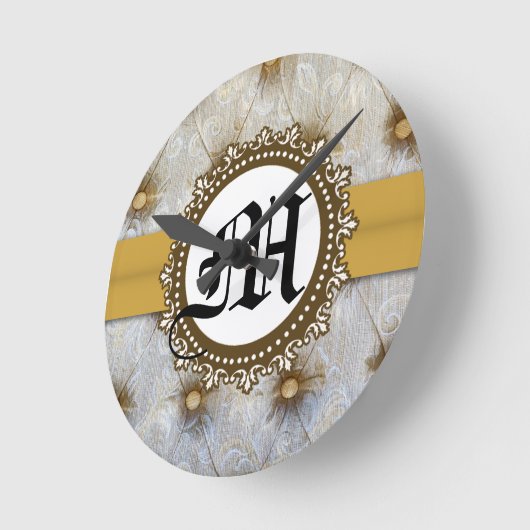Pintuck Fabric Monogram Initialen wandklok (Hoek)