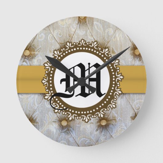  Pintuck Fabric Monogram Initialen wandklok (Voorkant)