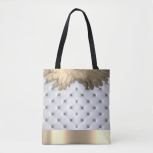 Pintuck look wit en goud elegant tote bag