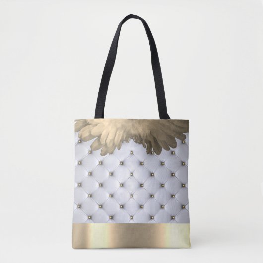 Pintuck look wit en goud elegant tote bag (Voorkant)