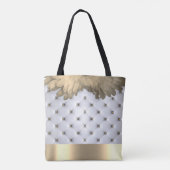 Pintuck look wit en goud elegant tote bag (Achterkant)