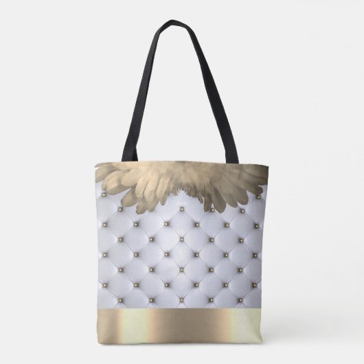 Pintuck look wit en goud elegant tote bag (Achterkant)