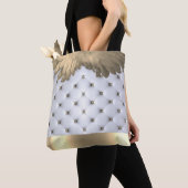 Pintuck look wit en goud elegant tote bag (Dichtbij)