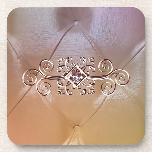 Pintuck satijn en roze diamant look onderzetter (Voorkant)