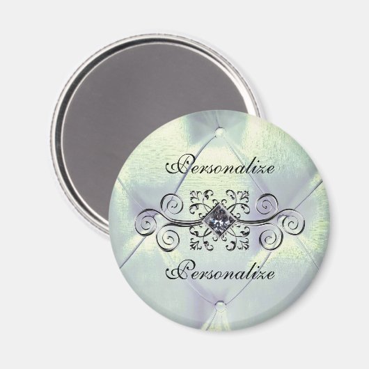 Pintuck satijn look diamant zilver blauw elegant magneet (Voorkant / Achterkant)