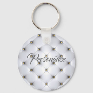 Pintuck white en gold sleutelhanger