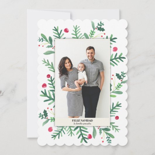 Pintura DE Acuarela | Feliz Navidad Feestdagenkaart (Voorkant)