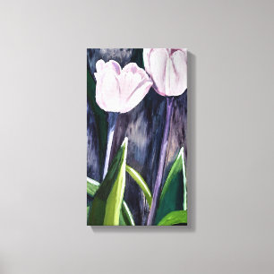 Pintura de tulipanes en acrilico canvas afdruk