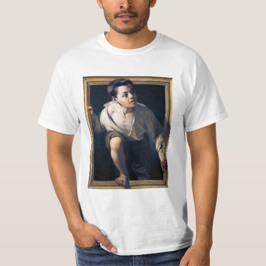 Pintura "Escapando de la crítica" Trampantojo Art T-shirt (Voorkant)