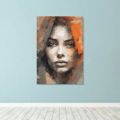 Pintura rosto de mulher Impressão Canvas Premium  (Insitu (Houten vloer))