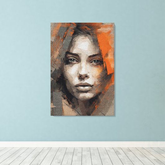 Pintura rosto de mulher Impressão Canvas Premium  (Insitu (Houten vloer))