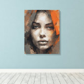 Pintura rosto de mulher Impressão Canvas Premium Afdruk (Insitu (Houten vloer))