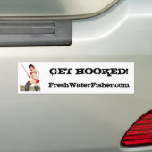 PINUP083, FreshWaterFisher.com, KRIJG HOOKED! Bumpersticker (Op auto)