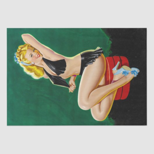 Pinup Art - Mooie jonge vrouw in zwart Tissuepapier (Voorkant)