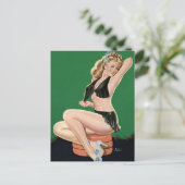  Pinup Beauful Blond op groene achtergrond Briefkaart (Staand voorkant)