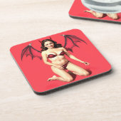 PINUP BRUNETTE DEVIL BIER ONDERZETTER (Linkerzijde)