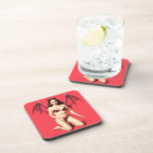 PINUP BRUNETTE DEVIL BIER ONDERZETTER (Rechterzijde)