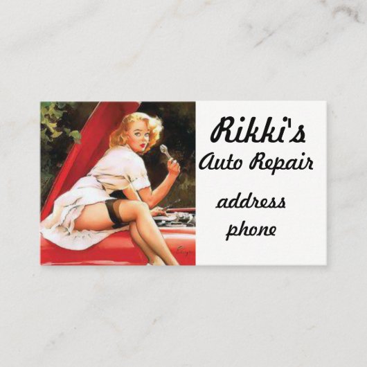 Pinup Car Repair Visitekaartje (Voorkant)